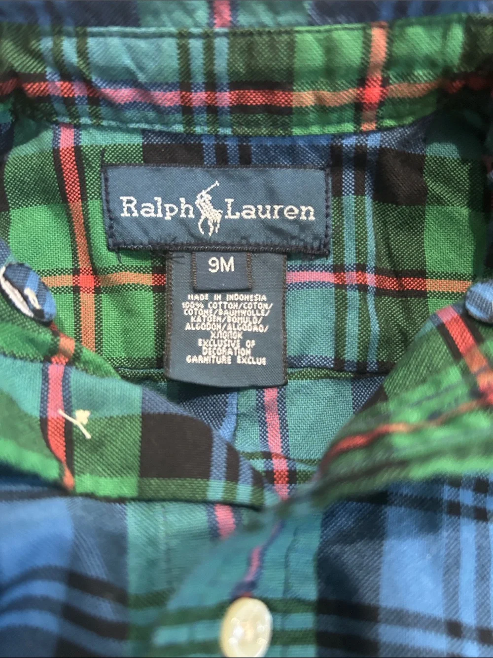 Ralph Lauren Kids Blue Knit Pullover with Green & Yellow Button-Downs